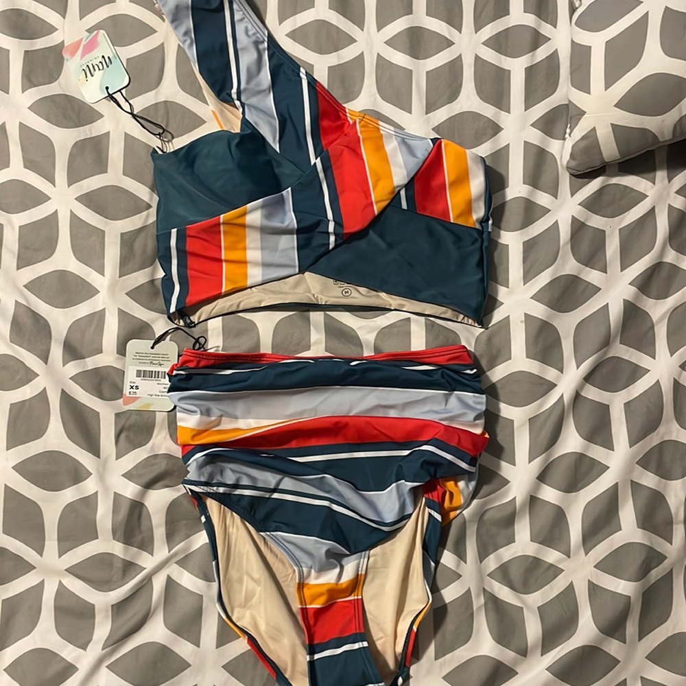Nani swimwear high waist one shoulder two piece swimsuit